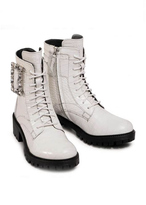 Comprar Botas Estilo Militar Blancas Barato&nbsp;Preço