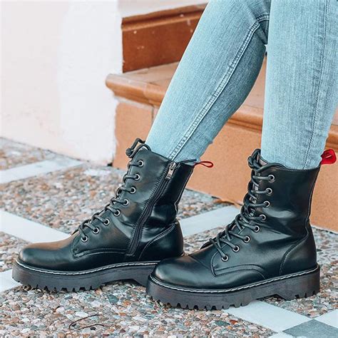 Comprar Bota Estilo Militar Mujer Barato&nbsp;Preço