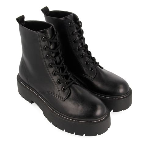 Comprar Bota Negra Estilo Militar Barato&nbsp;Preço